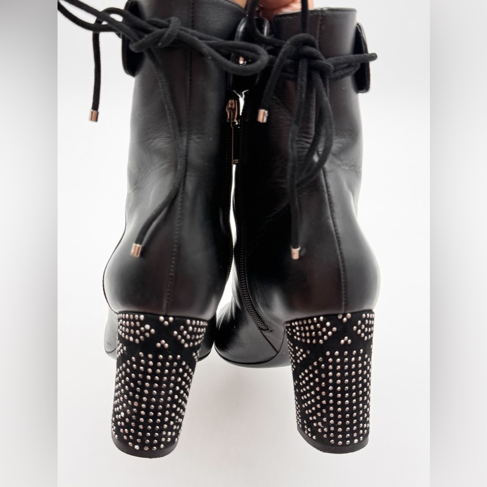 Christian Dior Stellar Ankle Boots Black Leather Studded Accent Heels EU 38 US 8 - Picture 14 of 14